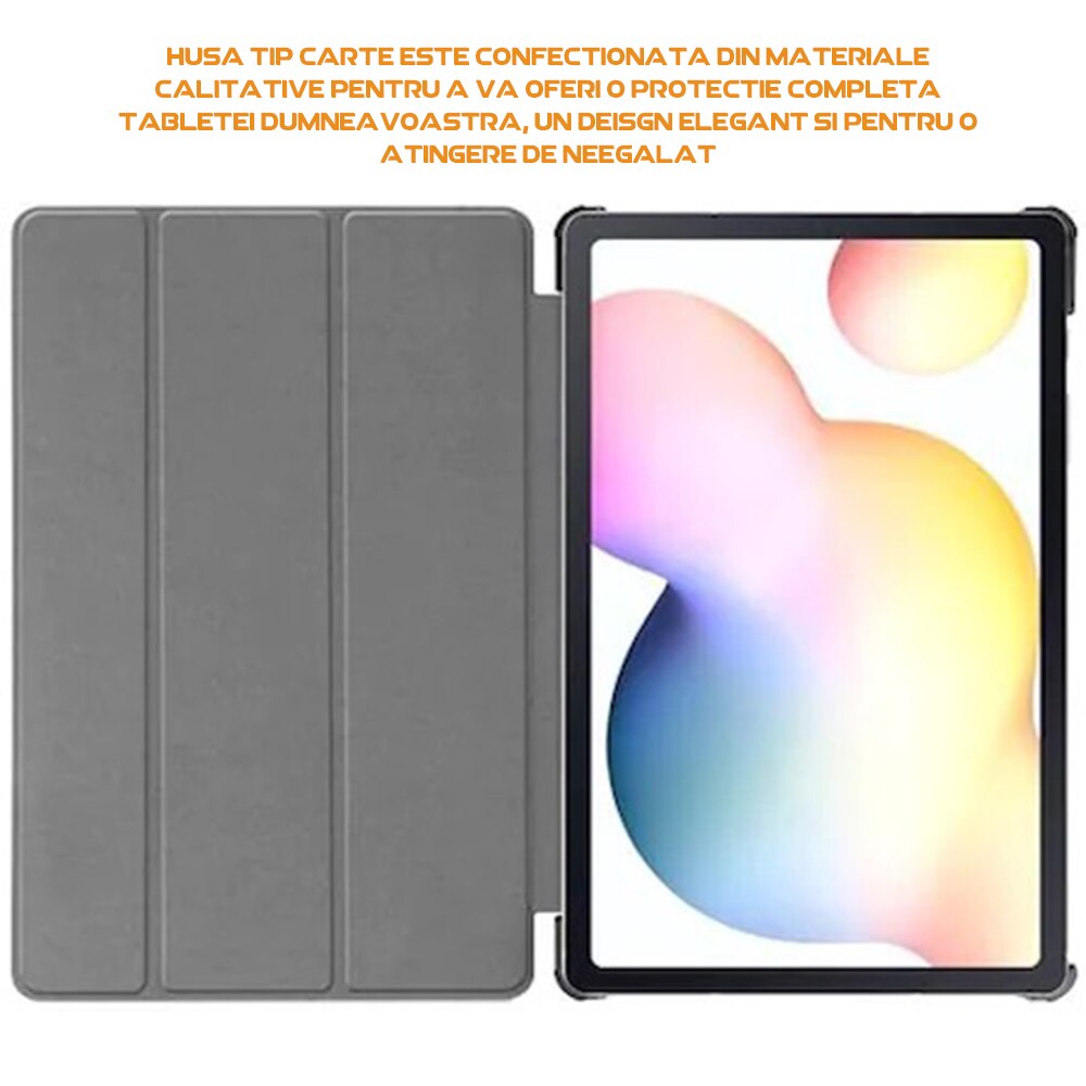 Husa compatibila cu Samsung Galaxy Tab S8 11 inch, Tip carte, Bounce Technology, Functie Wake/ Sleep, Comando Stand, Protectie completa, Visiniu