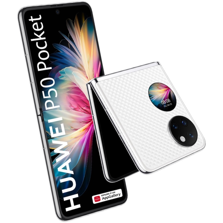 RESIGILAT: Telefon mobil Huawei P50 Pocket, 8GB RAM, 256 GB, 4G, White