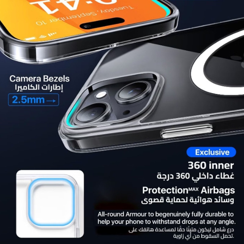 Husa telefon, pentru iPhone 15 Plus 5G Anti-ingalbenire si anti-zgarietura, Alb transparent