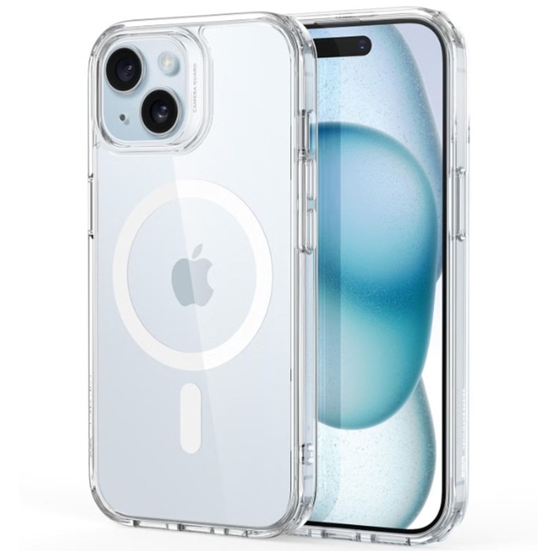 Husa telefon, pentru iPhone 15 Plus 5G Anti-ingalbenire si anti-zgarietura, Alb transparent