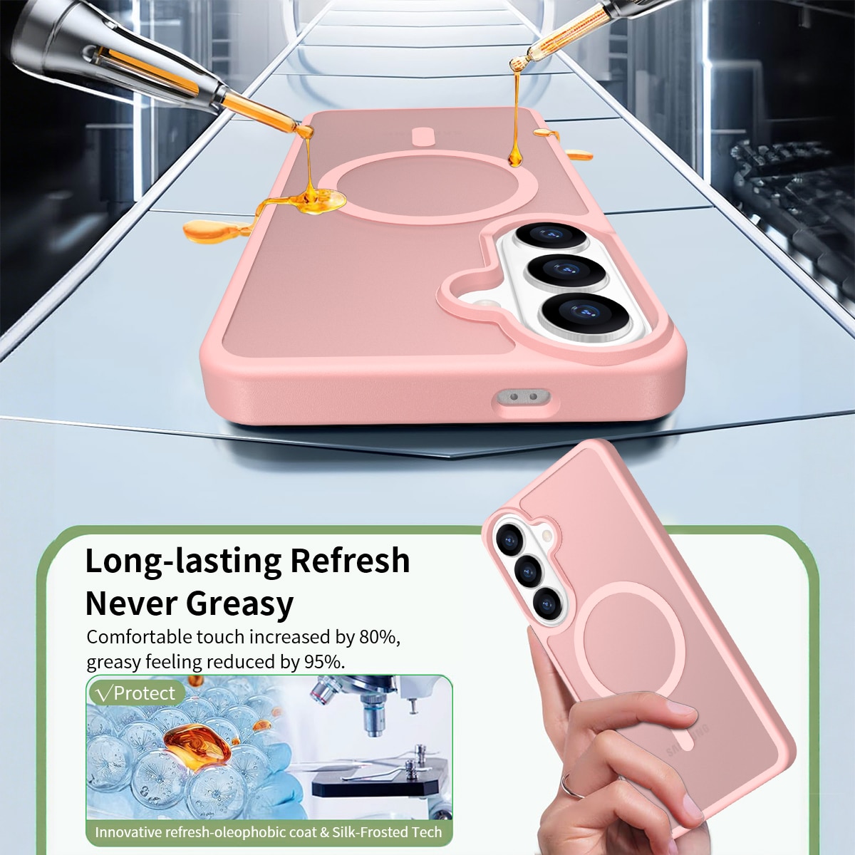 Husa de protectie pentru Samsung Galaxy S25 Plus, Omelivon, MagSafe, Incarcare Wireless, Antisoc, Margini Ridicate pentru Protectia Ecranului si a Camerelor, Materiale Premium, Roz deschis