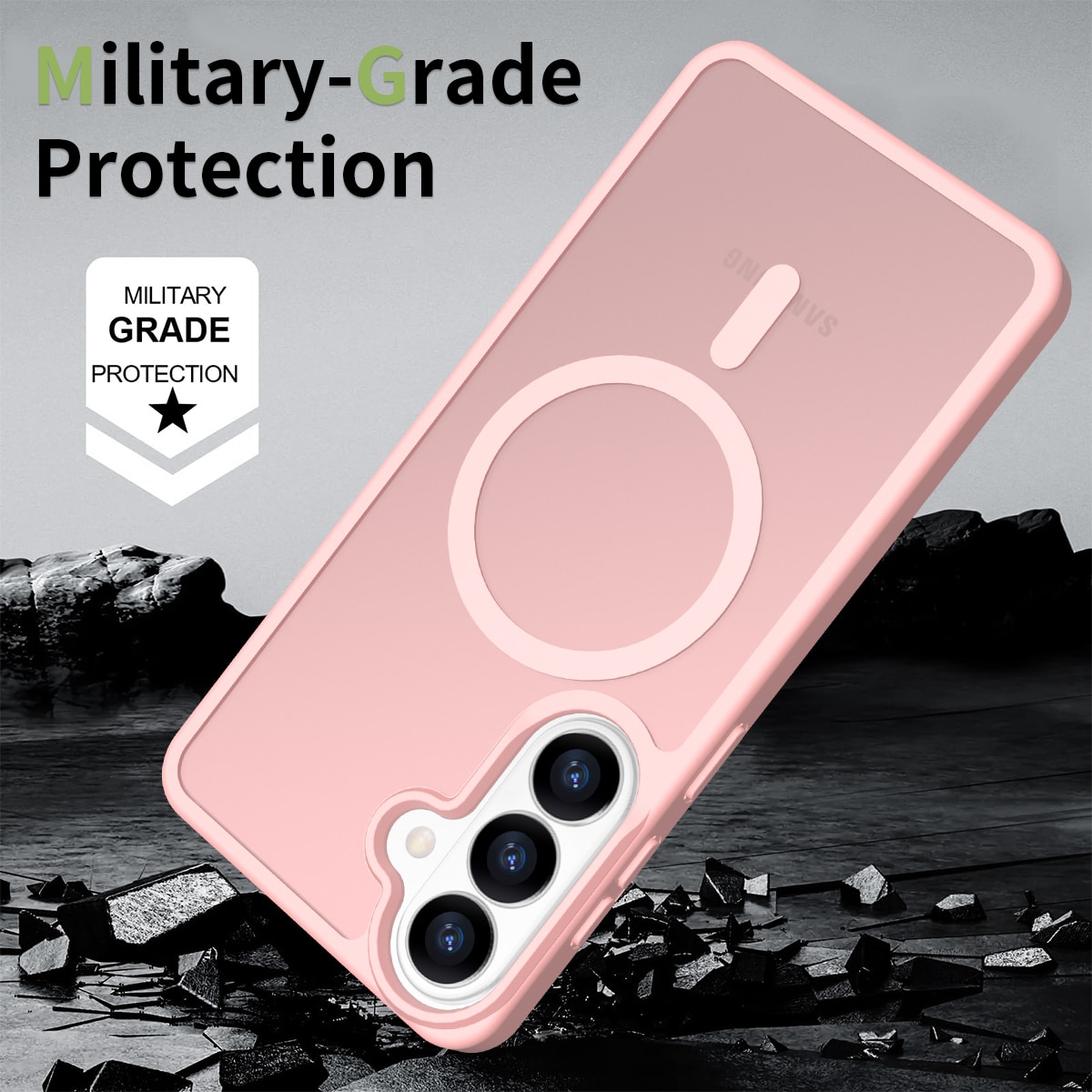 Husa de protectie pentru Samsung Galaxy S25 Plus, Omelivon, MagSafe, Incarcare Wireless, Antisoc, Margini Ridicate pentru Protectia Ecranului si a Camerelor, Materiale Premium, Roz deschis