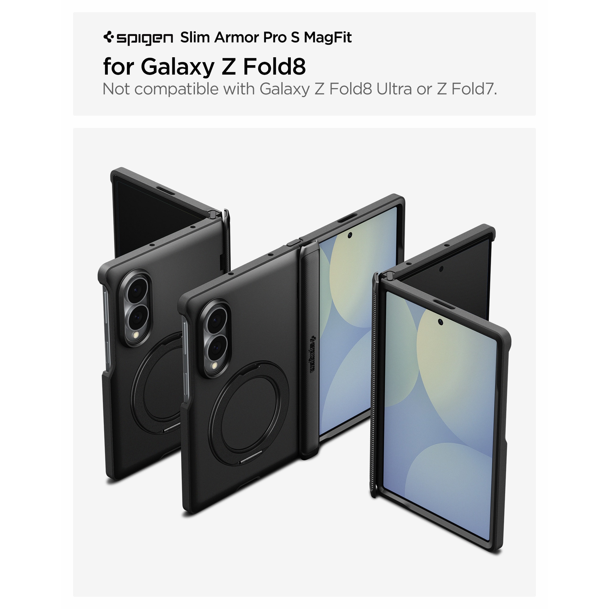 Husa Spigen Slim Armor Pro S cu MagSafe compatibila cu Samsung Galaxy Z Fold 8, Negru