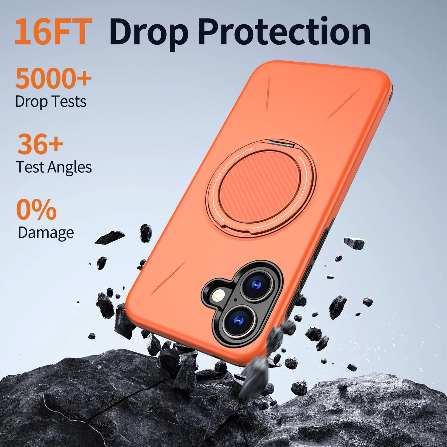 Husa pentru Samsung Galaxy A06/Galaxy A07, Rezistenta militara la socuri! Huska cu suport magnetic 360° compatibil MagSafe si design modern - Portocaliu