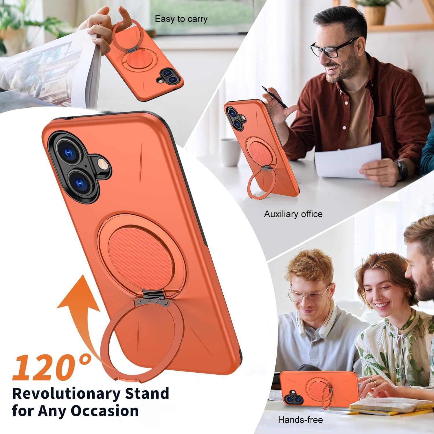 Husa pentru Samsung Galaxy A06/Galaxy A07, Rezistenta militara la socuri! Huska cu suport magnetic 360° compatibil MagSafe si design modern - Portocaliu