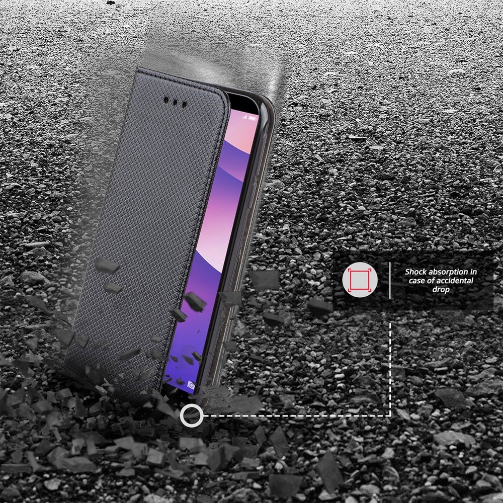 Husa Flip din Piele compatibila cu Honor 90, Texture Design, Inchidere Magnetica, Smart Soft Close, Tip Carte, Buzunar Portofel, Negru
