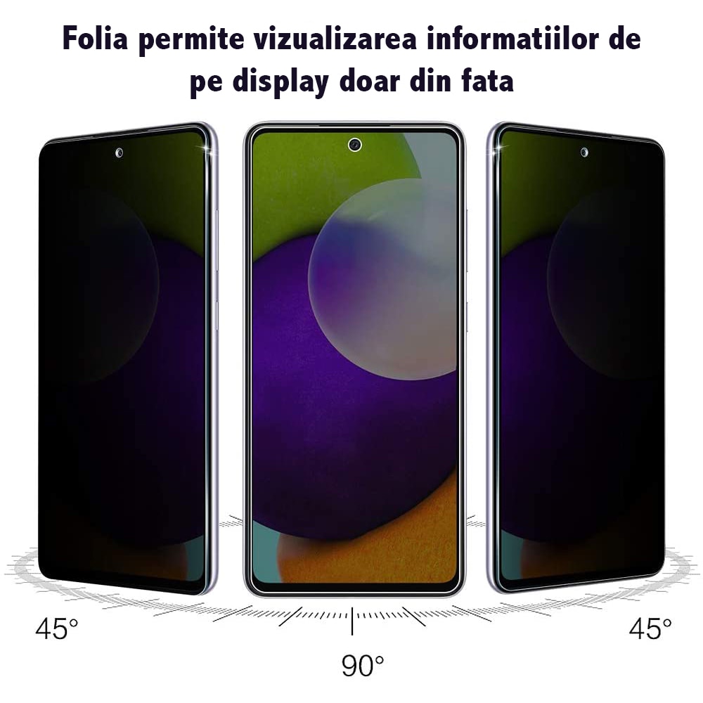 Folie din sticla securizata compatibila cu Samsung Galaxy Note 10 Lite, Privacy, Anti-spy, Full Screen, Full Cover, HD Clarity, 6X Stronger Premium Glass, Neagra
