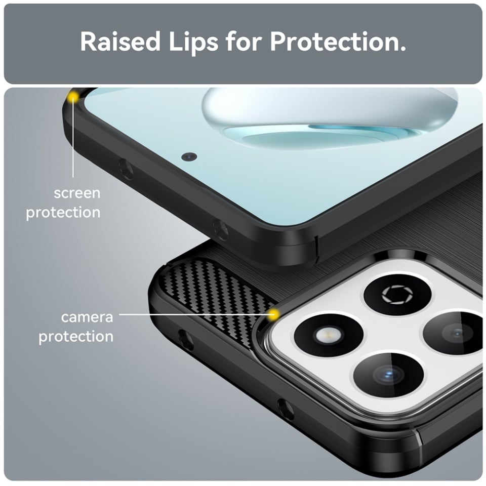 Husa pentru Xiaomi 14T Pro, SKYDDAR INNOVATION, Carbon Silicone, din Silicon Slim, cu textura Fibra Carbon, set cu sticker, Negru