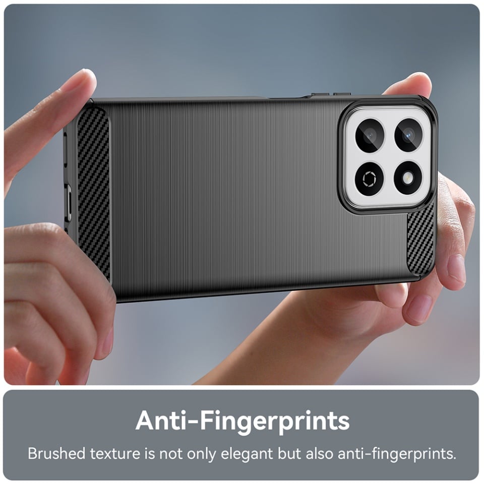 Husa pentru Xiaomi 14T Pro, SKYDDAR INNOVATION, Carbon Silicone, din Silicon Slim, cu textura Fibra Carbon, set cu sticker, Negru