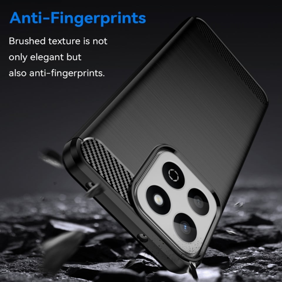 Husa pentru Xiaomi 14T Pro, SKYDDAR INNOVATION, Carbon Silicone, din Silicon Slim, cu textura Fibra Carbon, set cu sticker, Negru