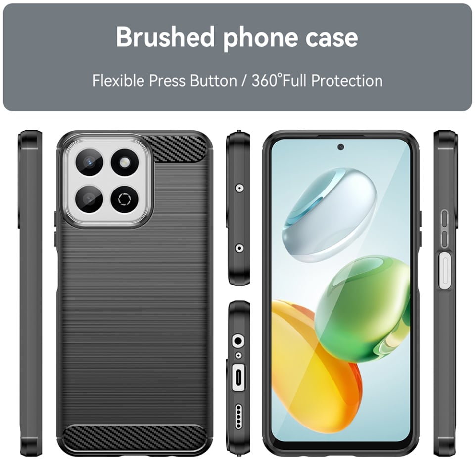 Husa pentru Xiaomi 14T Pro, SKYDDAR INNOVATION, Carbon Silicone, din Silicon Slim, cu textura Fibra Carbon, set cu sticker, Negru