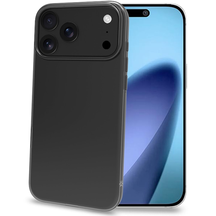 Husa de protectie Celly Silicon pentru iPhone 17 Pro Max, Transparent Grafit
