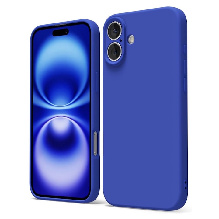 Husa Compatibila Iphone 17 Liquid Silicon Soft cu interior Textil. Albastru