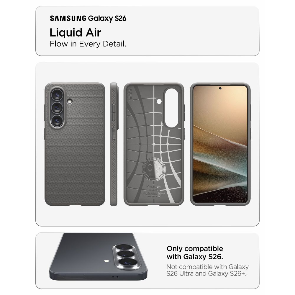 Carcasa Spigen Liquid Air compatibila cu Samsung Galaxy S26, Gri