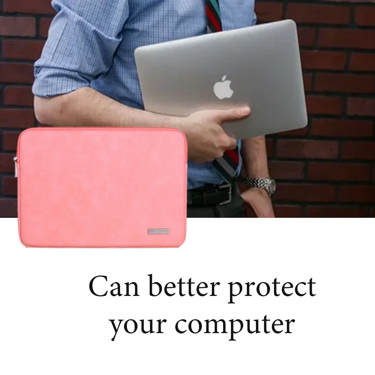 Geanta laptop Zeaicos, protectie pentru MacBook Air/Pro, 14 inch, argintie, design compact