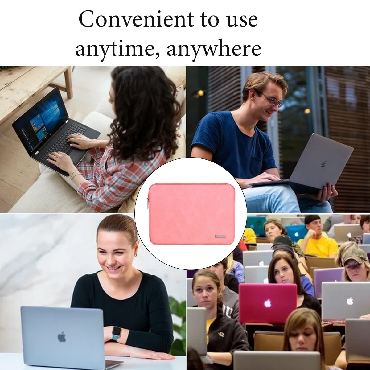 Geanta laptop Zeaicos, protectie pentru MacBook Air/Pro, 14 inch, argintie, design compact