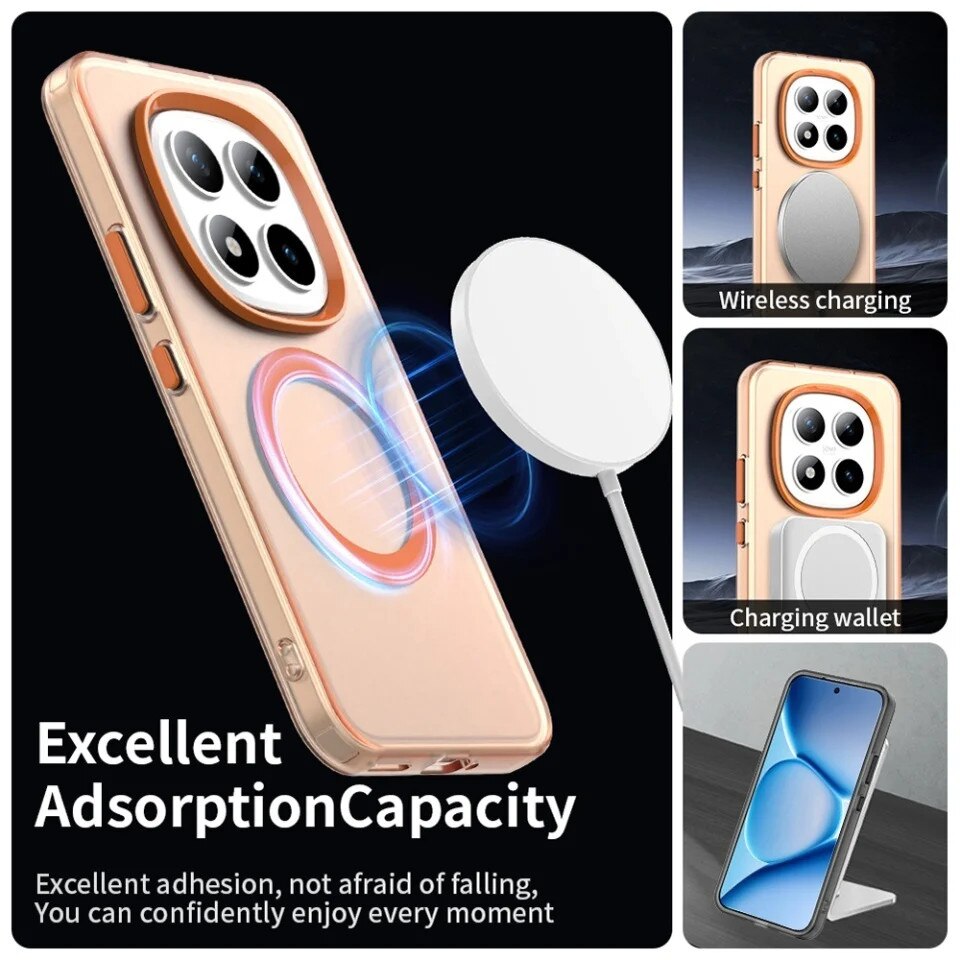 Husa pentru Xiaomi Redmi Note 15 Pro+ 5G / Poco M8 Pro 5G, SKYDDAR INOVATION, CandyCase, Magsafe, set cu sticker, Portocaliu
