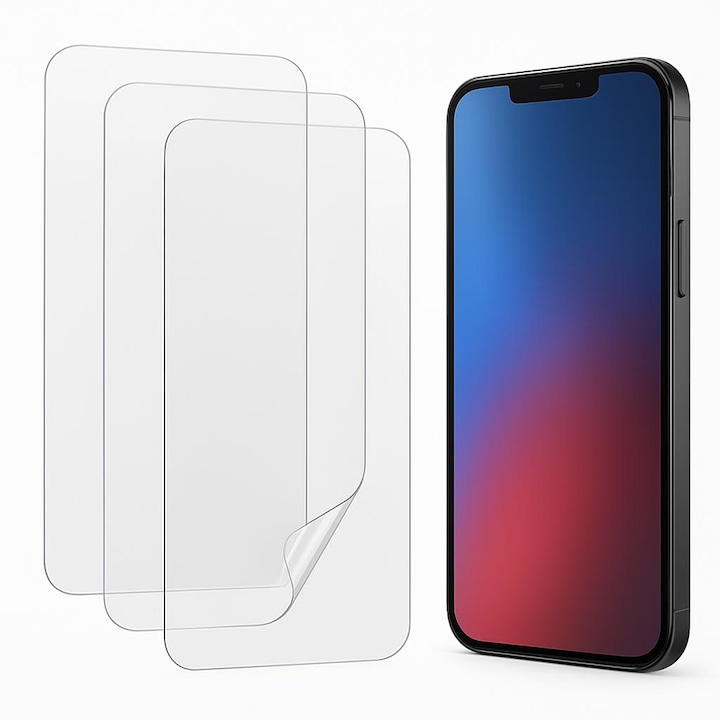 Set 3 Buc. Folie Display Transparenta pentru Huawei Pura 80 Pro, protectie Infinity Enterprise cu lipire Completa pentru ecran telefon Fata din Hydrogel AntiShock, Flexibil, Silicon, Set complet pentru Instalare rapida