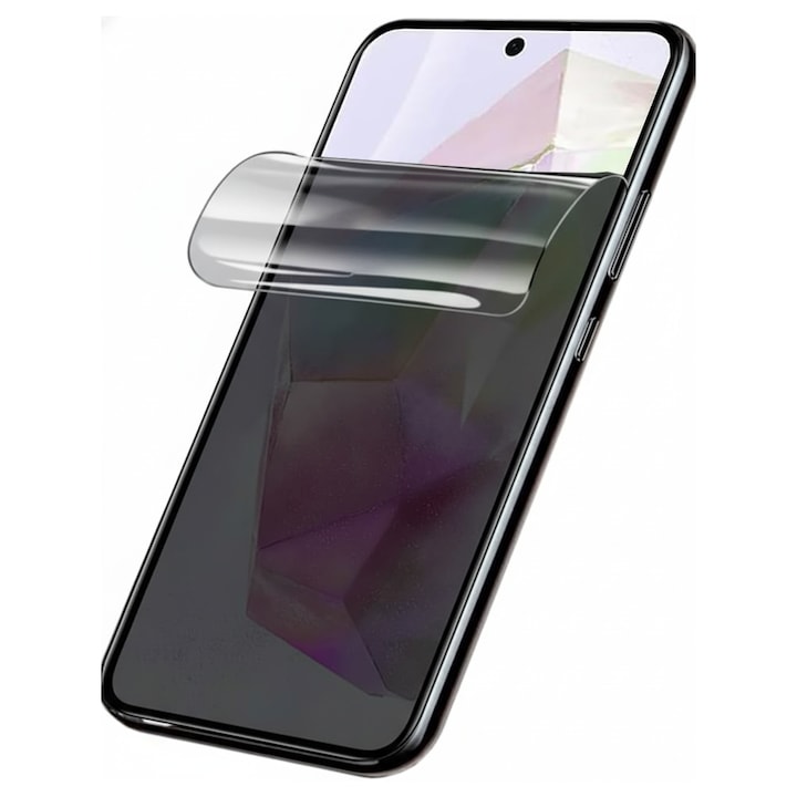Folie Privacy Silicon Ecran pentru Honor 600 Pro, Silicon Hydrogel, Flexible Hydro-Crystal, Protectie Completa, Full Glue, Instalare usoara, Set complet pentru Instalare