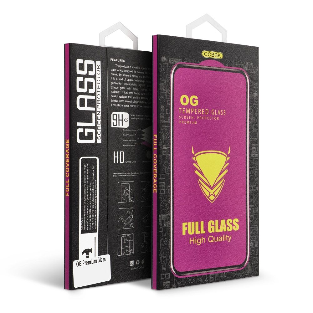 Folie Sticla Securizata Premium OG pentru iPhone 15/15 Pro, Adeziv pe toata suprafata, Full Screen, Neagra