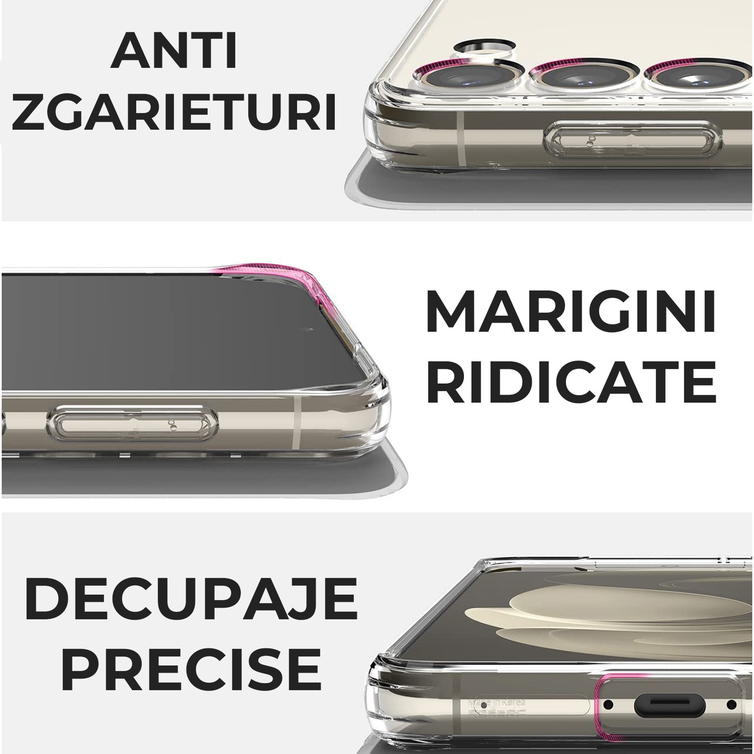 Husa pentru Samsung Galaxy S26 Plus Daden® Transparent Clear, Protectie Camera, Antisoc, Transparenta