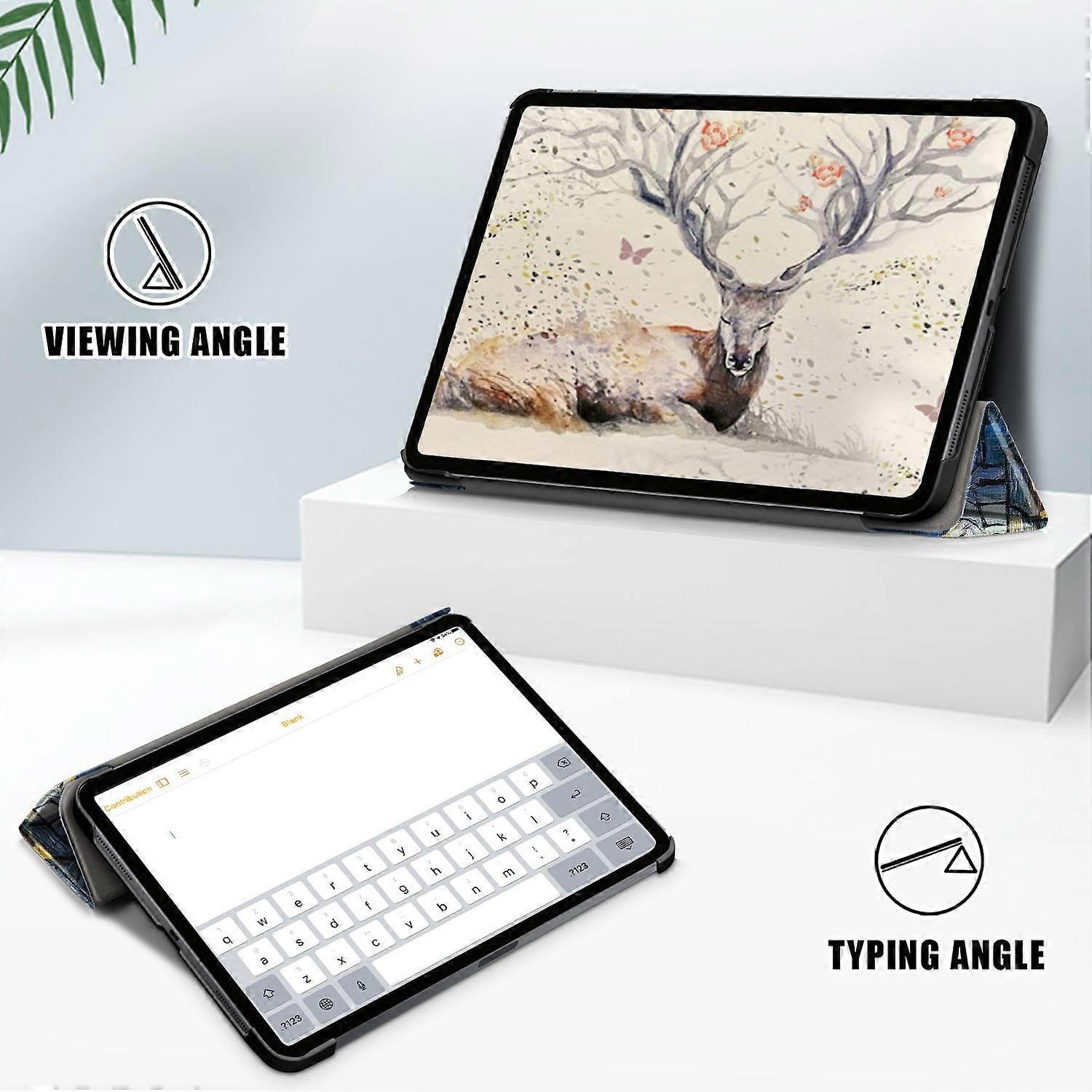 Husa tableta tri-fold din piele PU cu model Van Gogh Starry Night, multicolor, pentru iPad Air 11 (2020, 2022, 2024, 2025)
