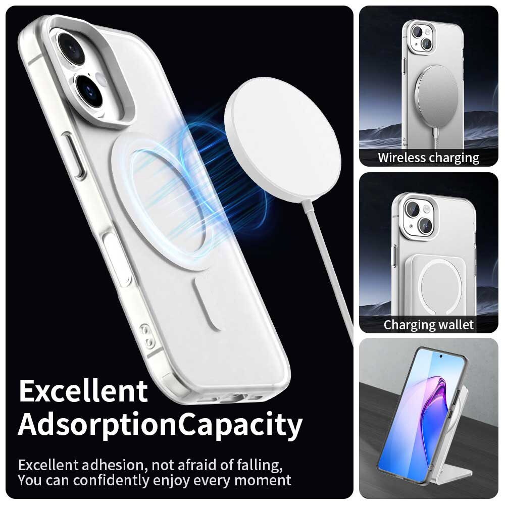 Husă Candy Case pentru iPhone 16, alb, design minimalist, material TPU și policarbonat