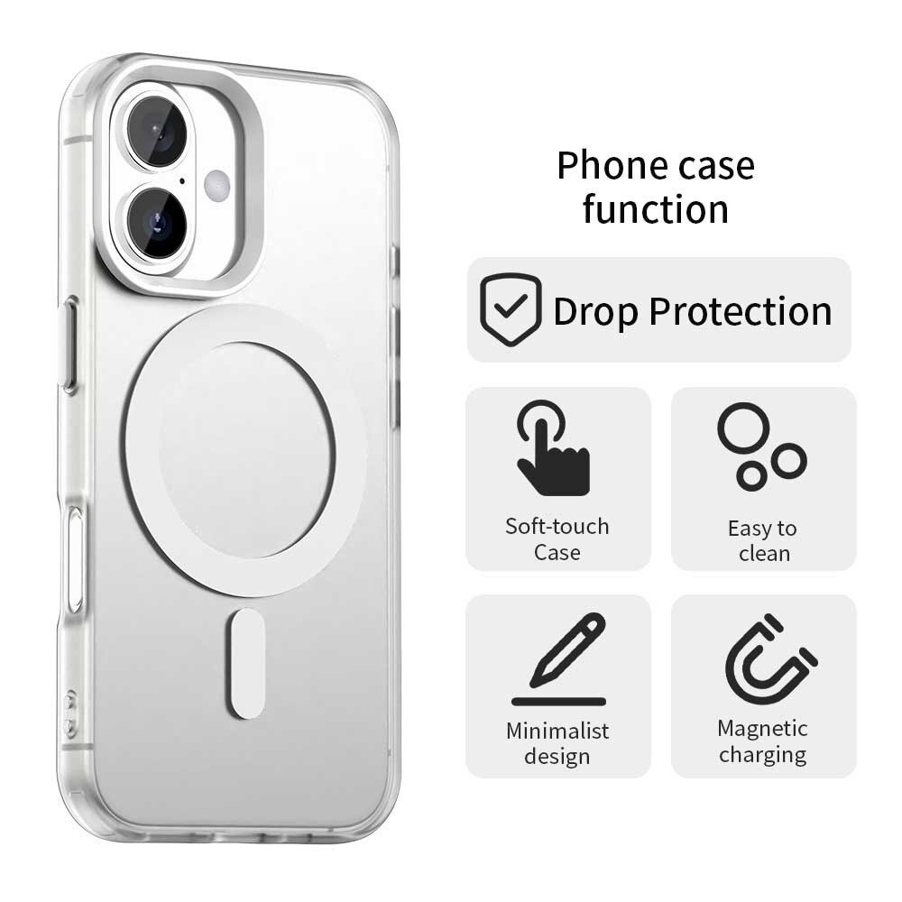 Husă Candy Case pentru iPhone 16, alb, design minimalist, material TPU și policarbonat
