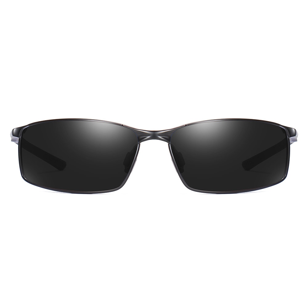 Sunglasses Polarized (559) - for Men, with UV Protection and Metal Frame, Rectangular - Black