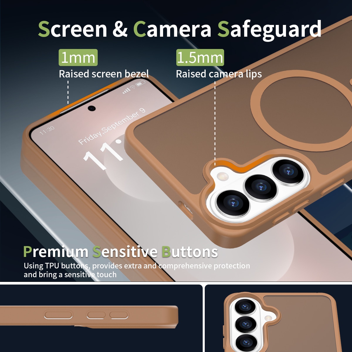 Husă de protecție pentru Samsung Galaxy S25 Plus, MagSafe, Antisoc, Maro, 1mmx1.5mm