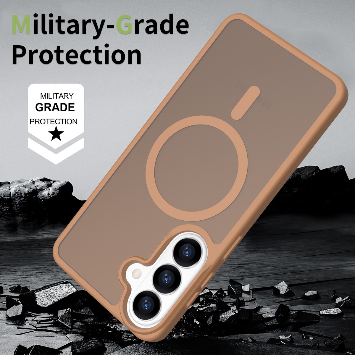 Husă de protecție pentru Samsung Galaxy S25 Plus, MagSafe, Antisoc, Maro, 1mmx1.5mm