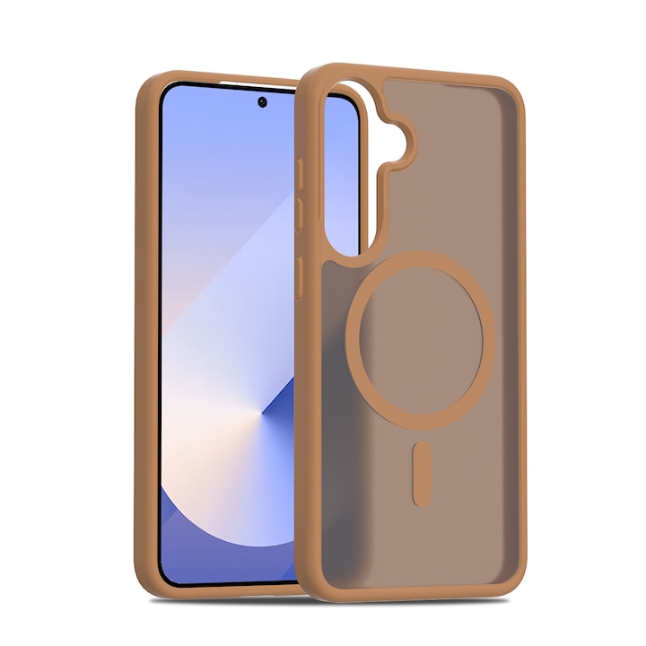 Husă de protecție pentru Samsung Galaxy S25 Plus, MagSafe, Antisoc, Maro, 1mmx1.5mm