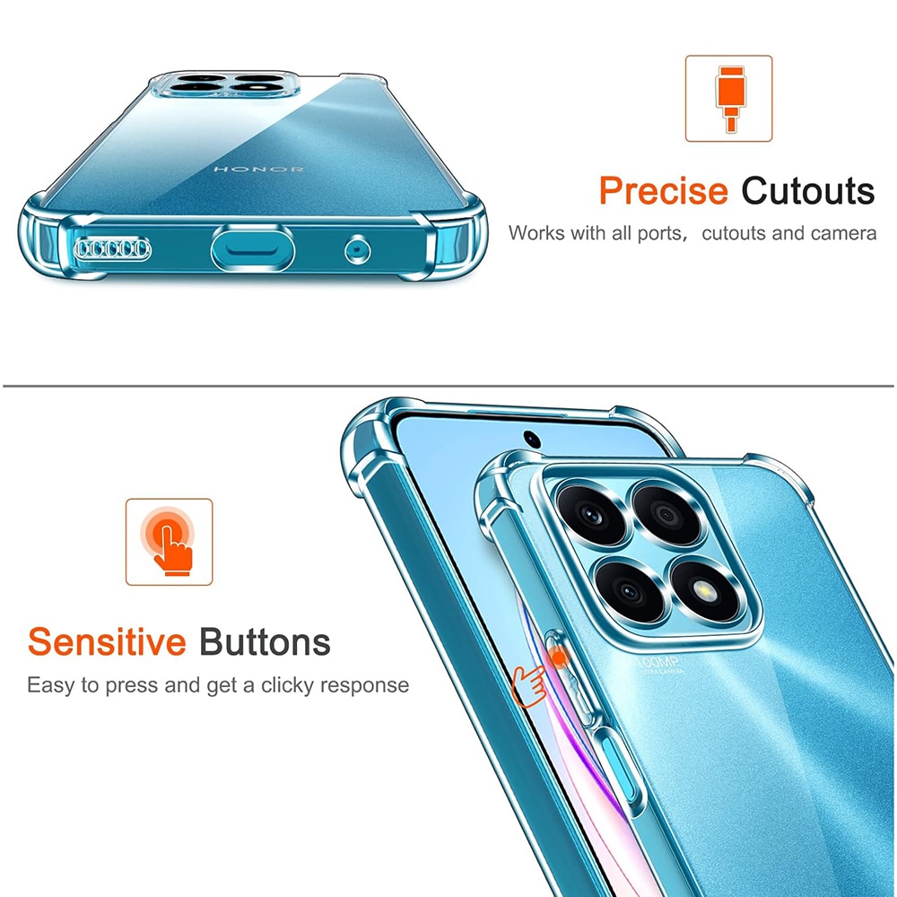 Husa pentru Honor X8a, Techsuit Shockproof Clear Silicone, Clear