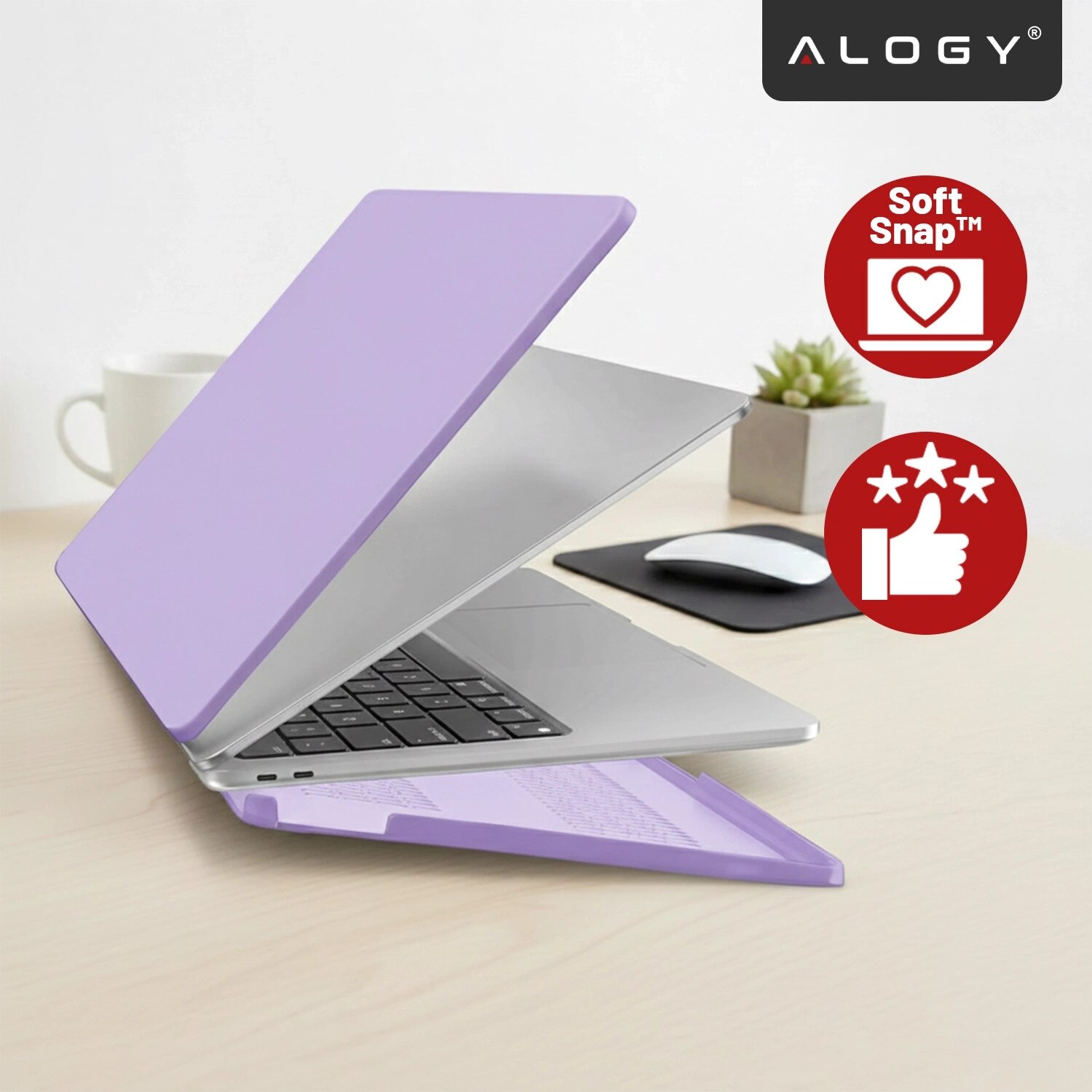 Etui de protectie Alogy AirGuard pentru MacBook Air 13 13.3" - mat, violet, ultracompact, rezistent la zgarieturi, set de doua piese
