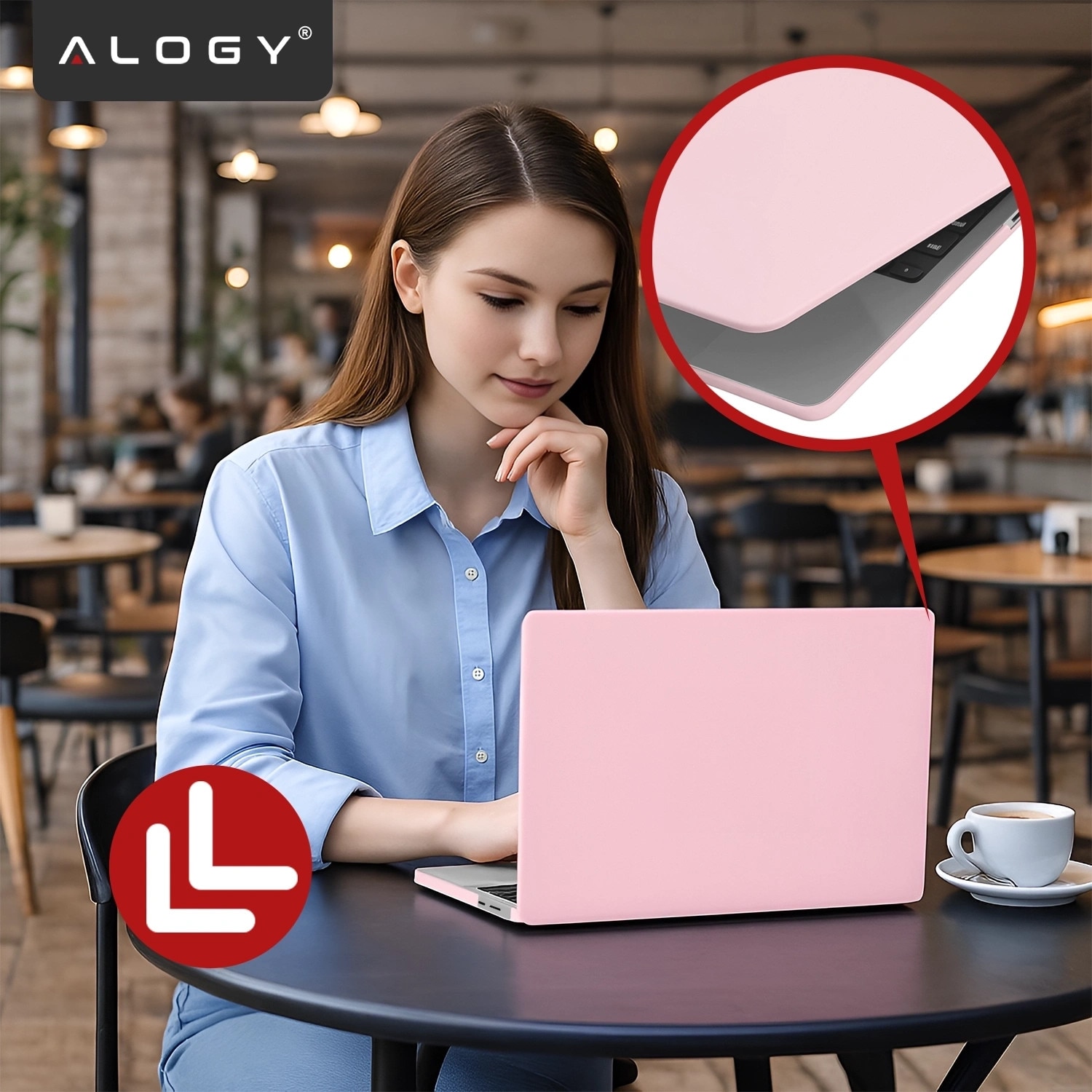 Etui Alogy AirGuard pentru MacBook Pro 14" 2021-2024, mat roz, ultracompact, rezistent la zgarieturi, cu ventilatie