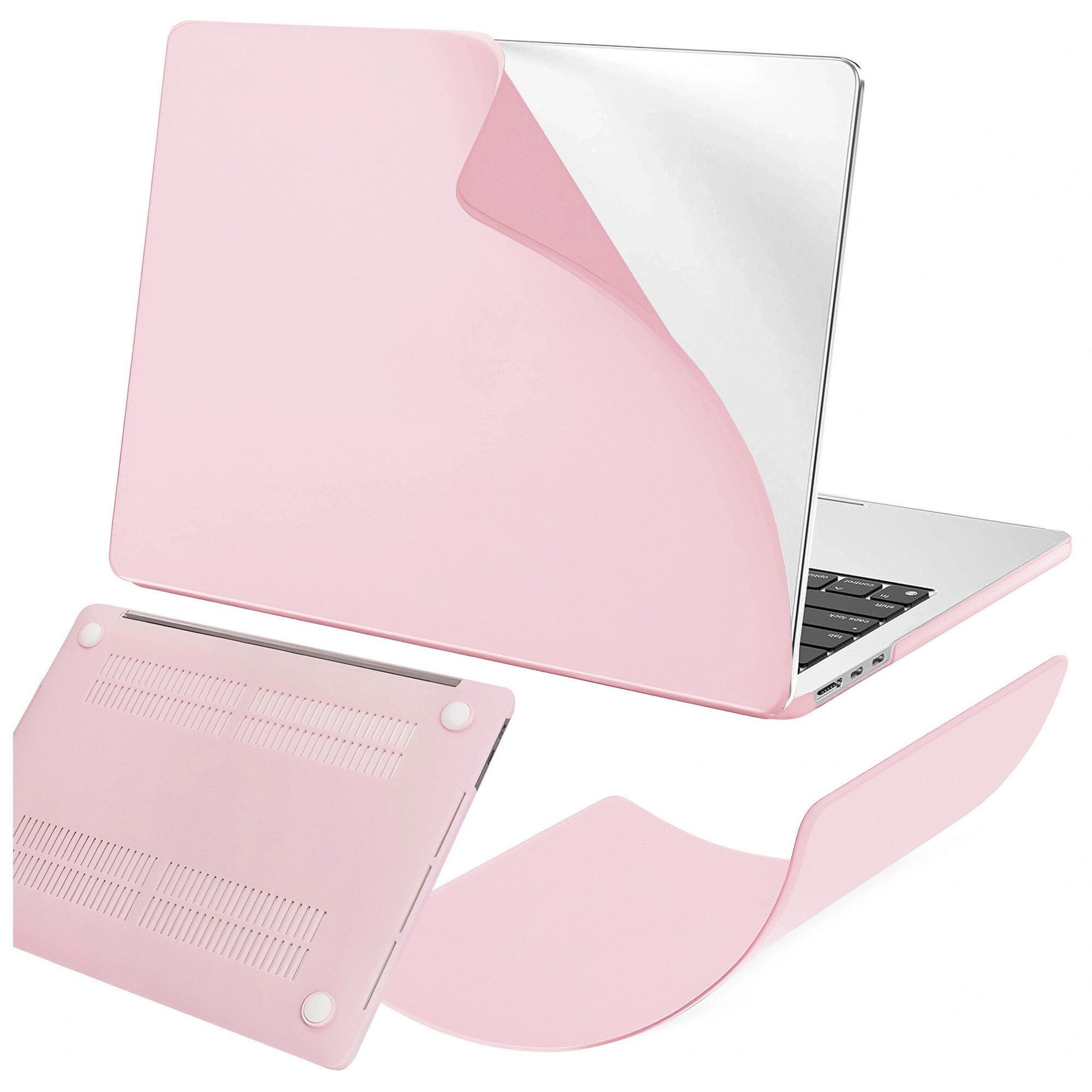 Etui Alogy AirGuard pentru MacBook Pro 14" 2021-2024, mat roz, ultracompact, rezistent la zgarieturi, cu ventilatie