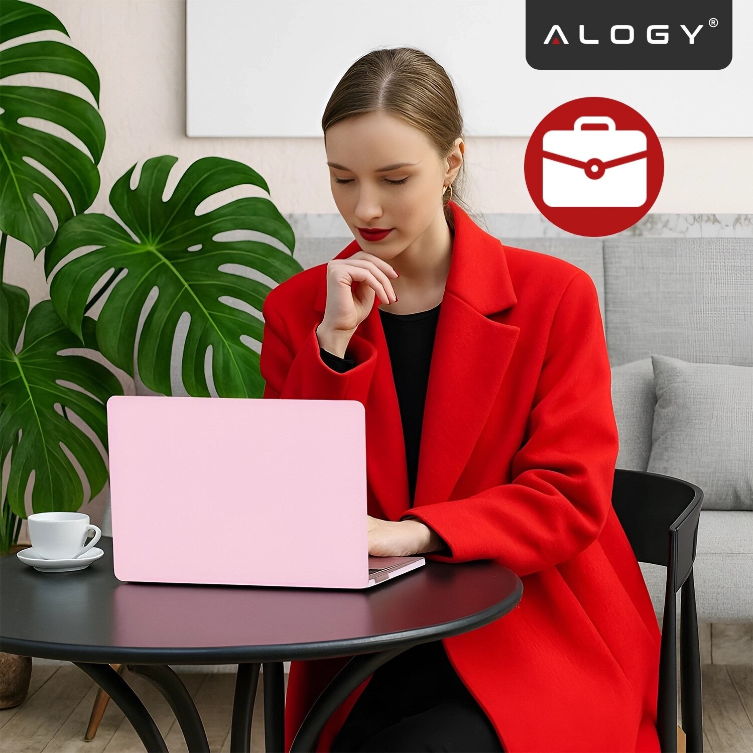 Etui Alogy AirGuard pentru MacBook Pro 14" 2021-2024, mat roz, ultracompact, rezistent la zgarieturi, cu ventilatie
