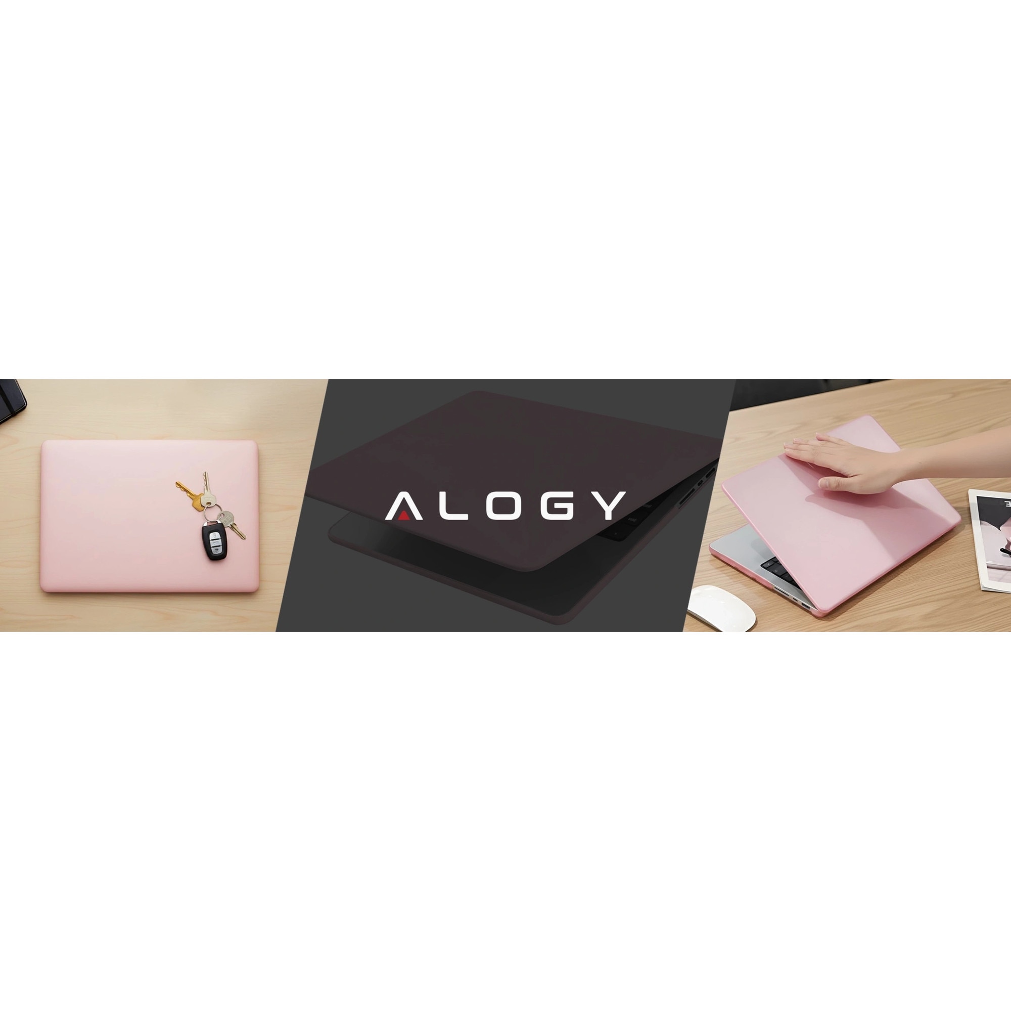 Etui Alogy AirGuard pentru MacBook Pro 14" 2021-2024, mat roz, ultracompact, rezistent la zgarieturi, cu ventilatie