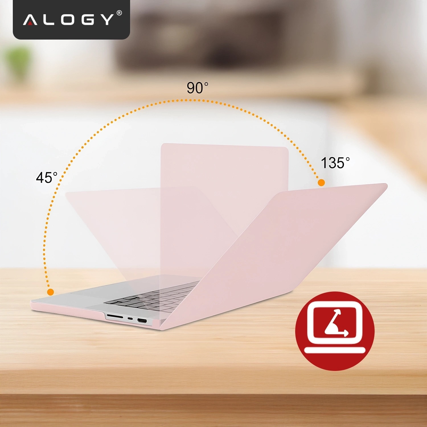 Etui Alogy AirGuard pentru MacBook Pro 14" 2021-2024, mat roz, ultracompact, rezistent la zgarieturi, cu ventilatie