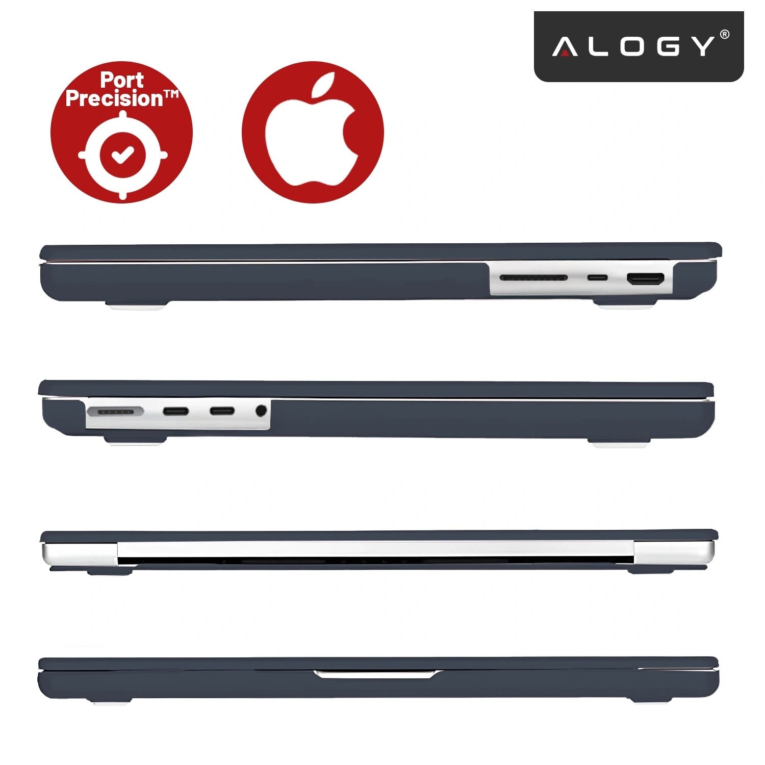 Etui laptop set Alogy AirGuard pentru MacBook Pro 14" (M1/M2/M3/M4) 2021-2024, mat, granat, 275g