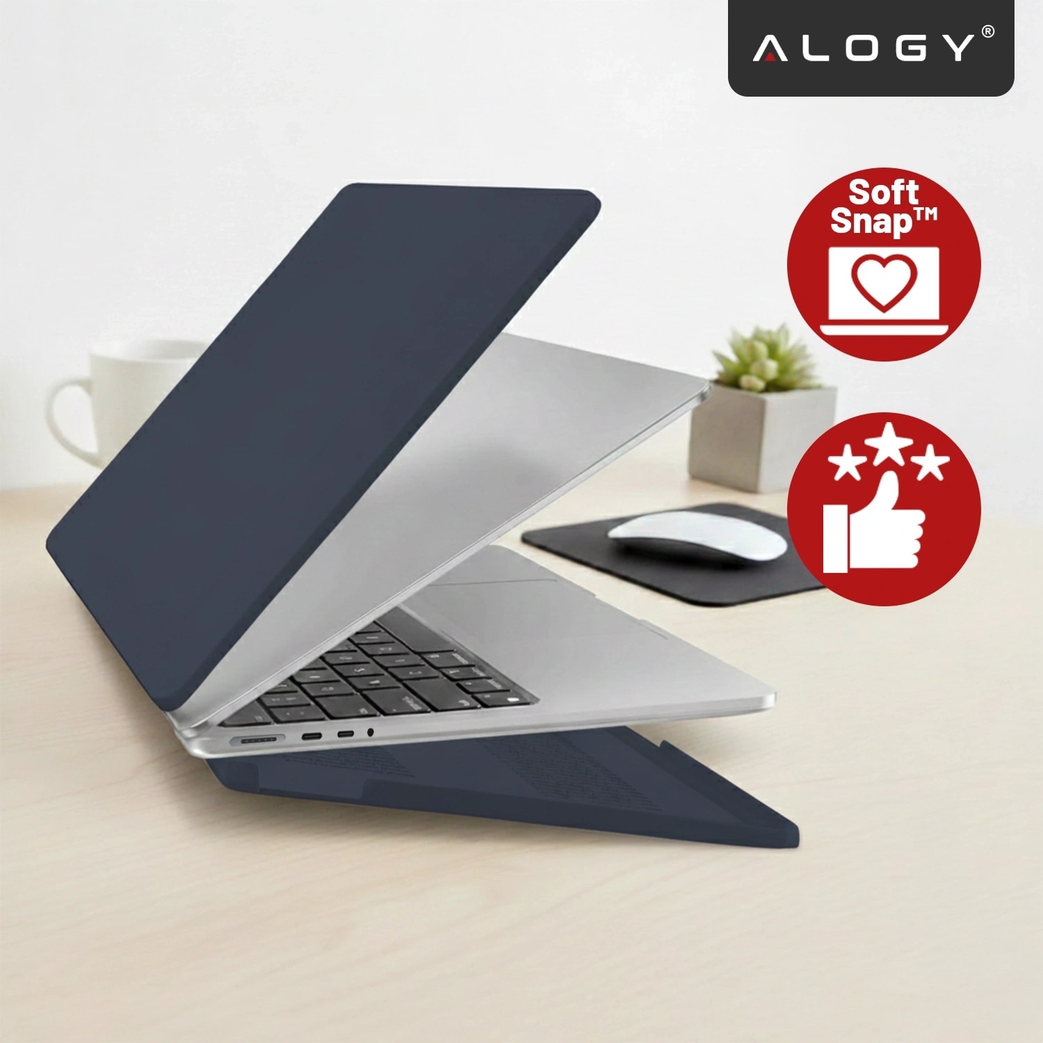 Etui laptop set Alogy AirGuard pentru MacBook Pro 14" (M1/M2/M3/M4) 2021-2024, mat, granat, 275g