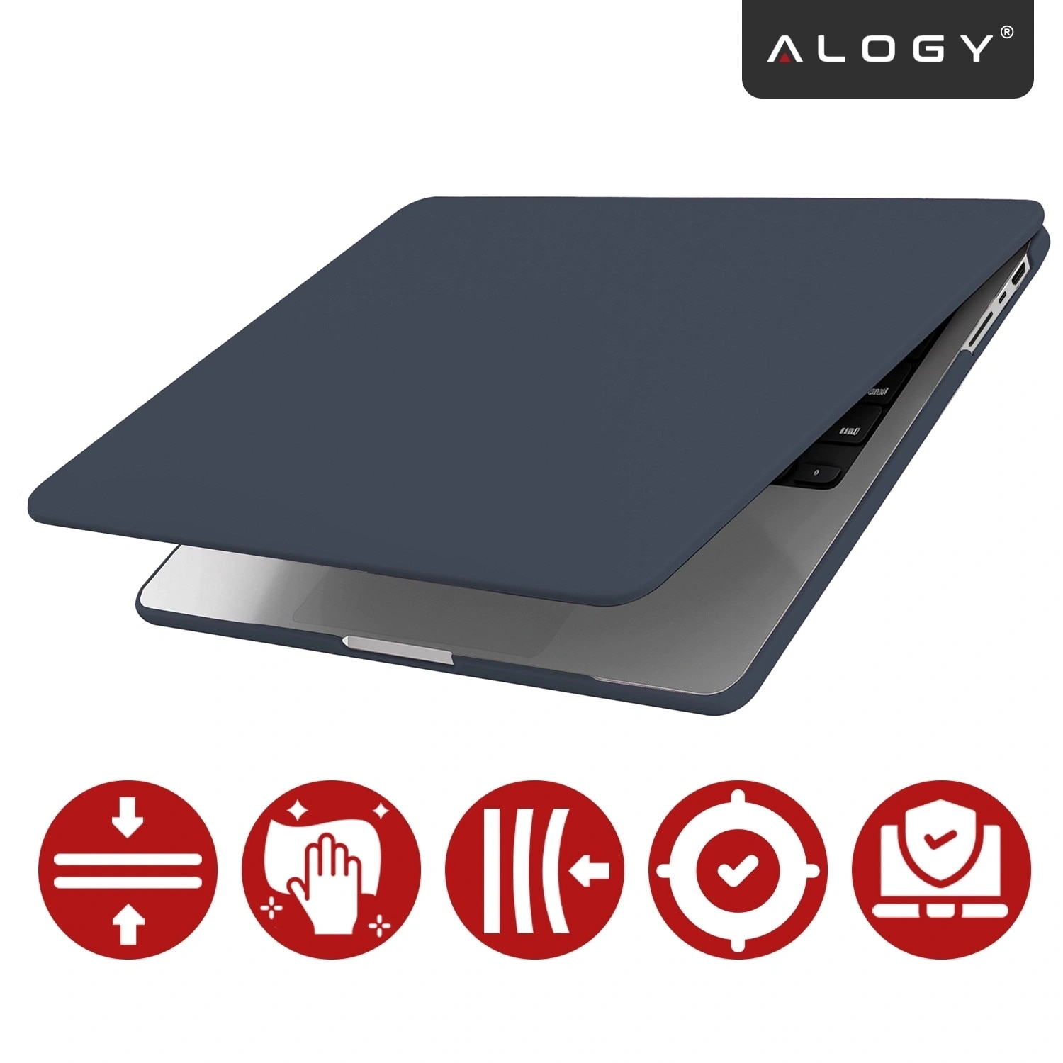Etui laptop set Alogy AirGuard pentru MacBook Pro 14" (M1/M2/M3/M4) 2021-2024, mat, granat, 275g