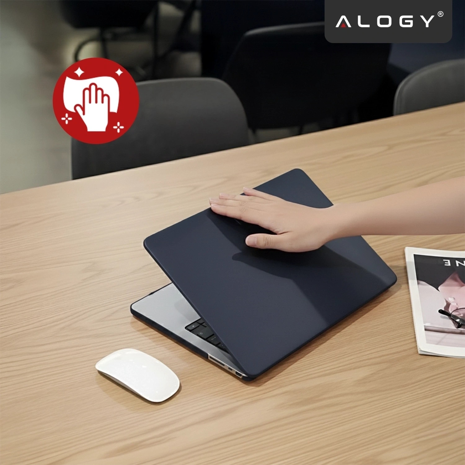 Etui laptop set Alogy AirGuard pentru MacBook Pro 14" (M1/M2/M3/M4) 2021-2024, mat, granat, 275g