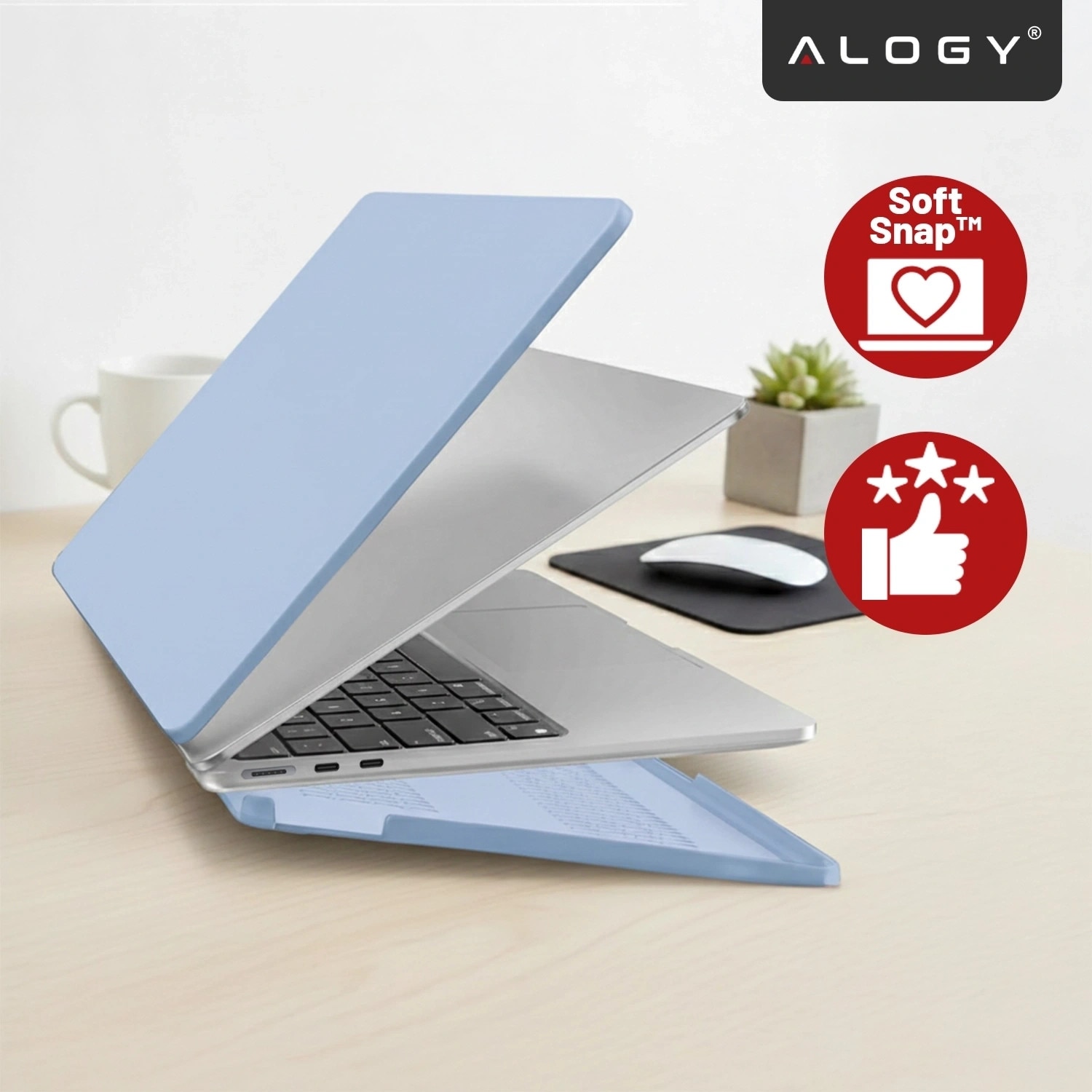 Etui pentru laptop, Alogy AirGuard, pentru Apple Macbook Air 15" (M2/M3/M4) 2023-2025, mat, lavanda, constructie flexibila, ultracompacta