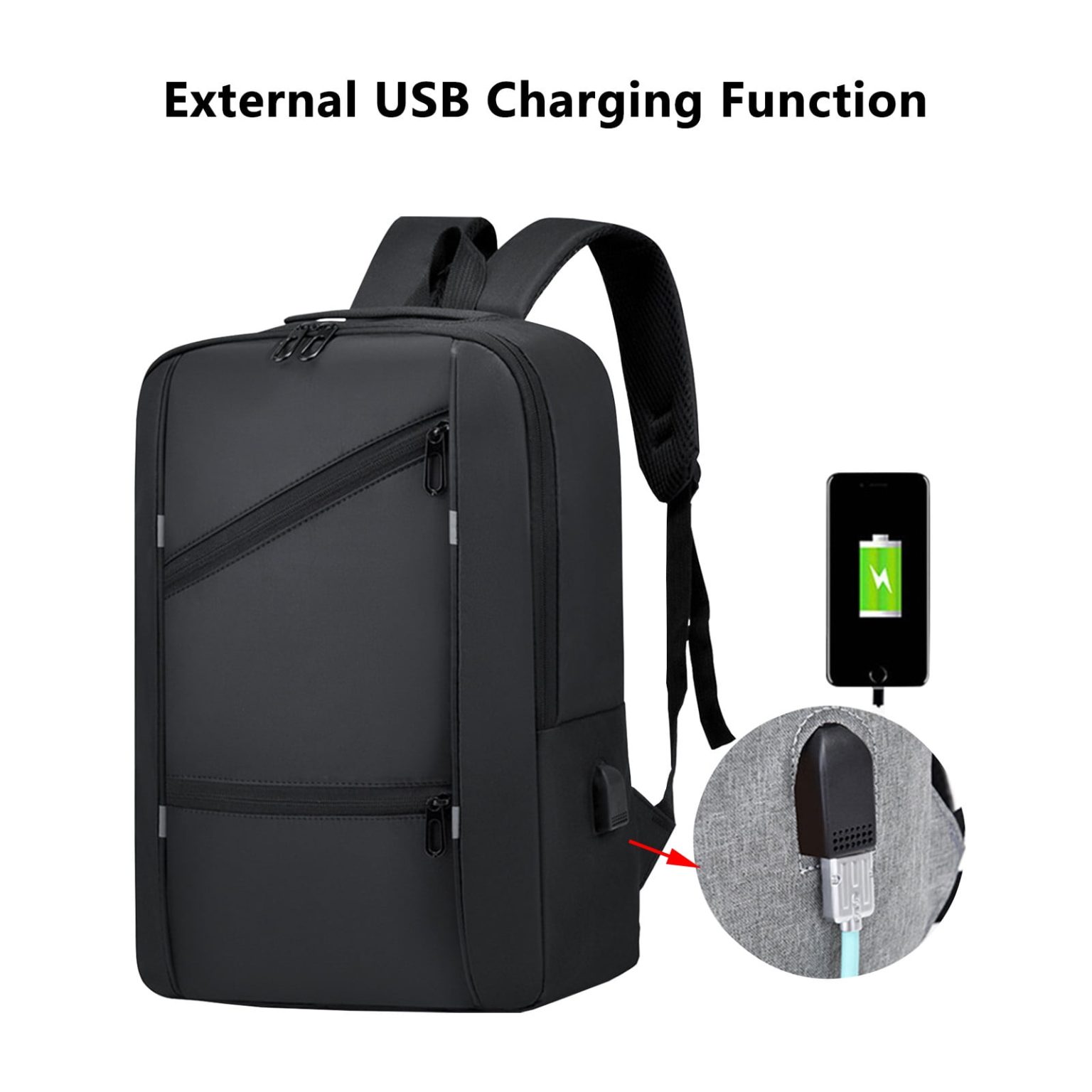 Rucsac laptop din Oxford, extensibil, aprobat pentru bagaj de mana, port USB pentru incarcare, rezistent la apa, compartiment laptop 16 inch, negru