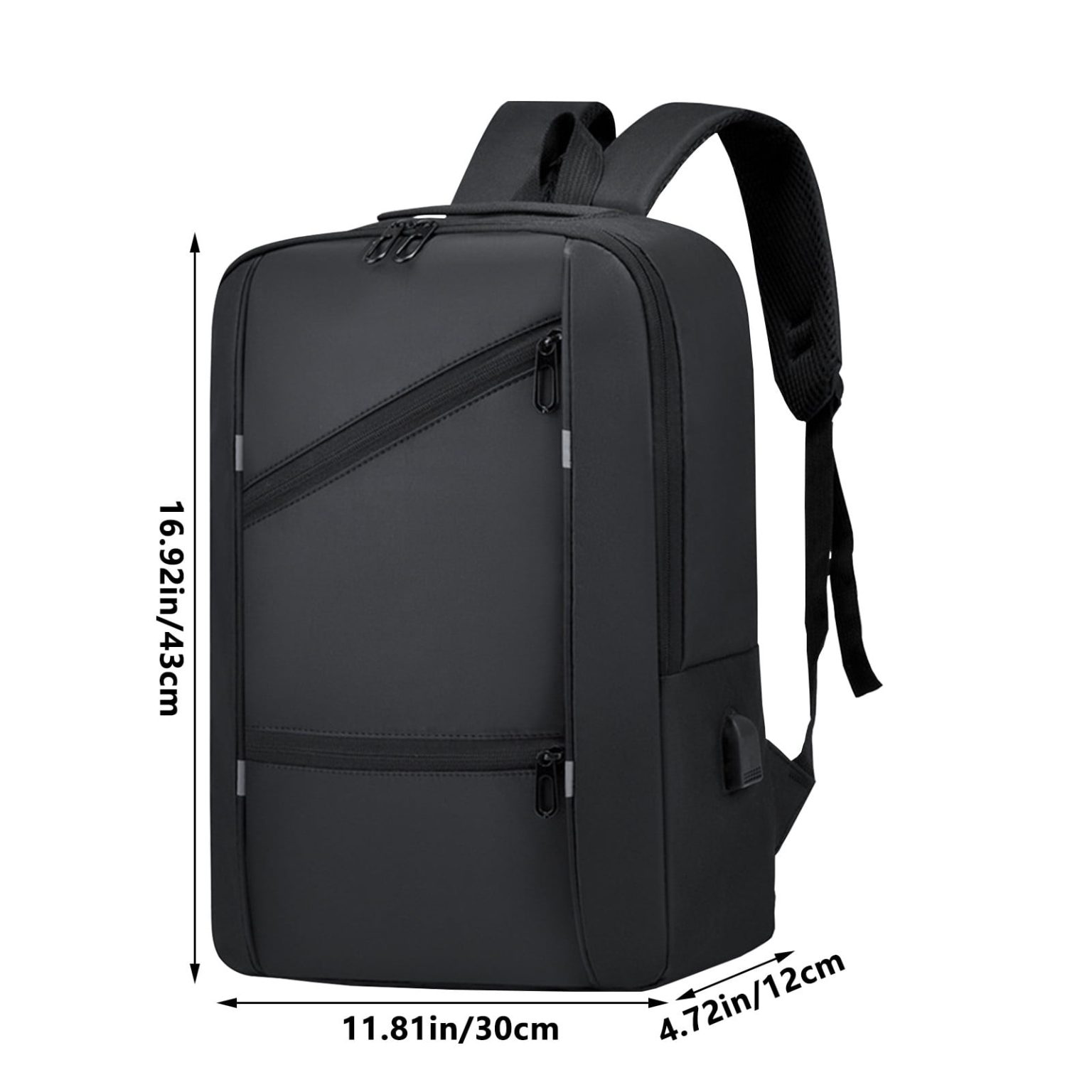 Rucsac laptop din Oxford, extensibil, aprobat pentru bagaj de mana, port USB pentru incarcare, rezistent la apa, compartiment laptop 16 inch, negru