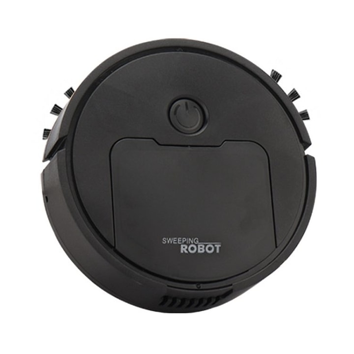 Robot aspirator K0403-emagCJ-54469, 3-in-1 (maturare/sters/aspirare), 400 mAh, autonomie 30 min, incarcare USB, negru, 16x16x6 cm
