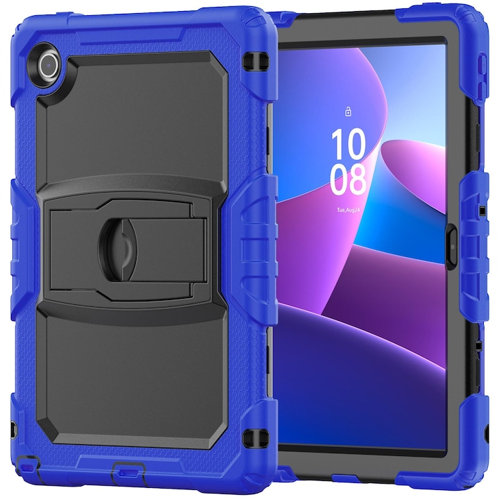Husa tableta pentru Lenovo Tab 10.1 TB-311XU/FU, silicon hidrofug, cu bretea si suport, Albastru inchis