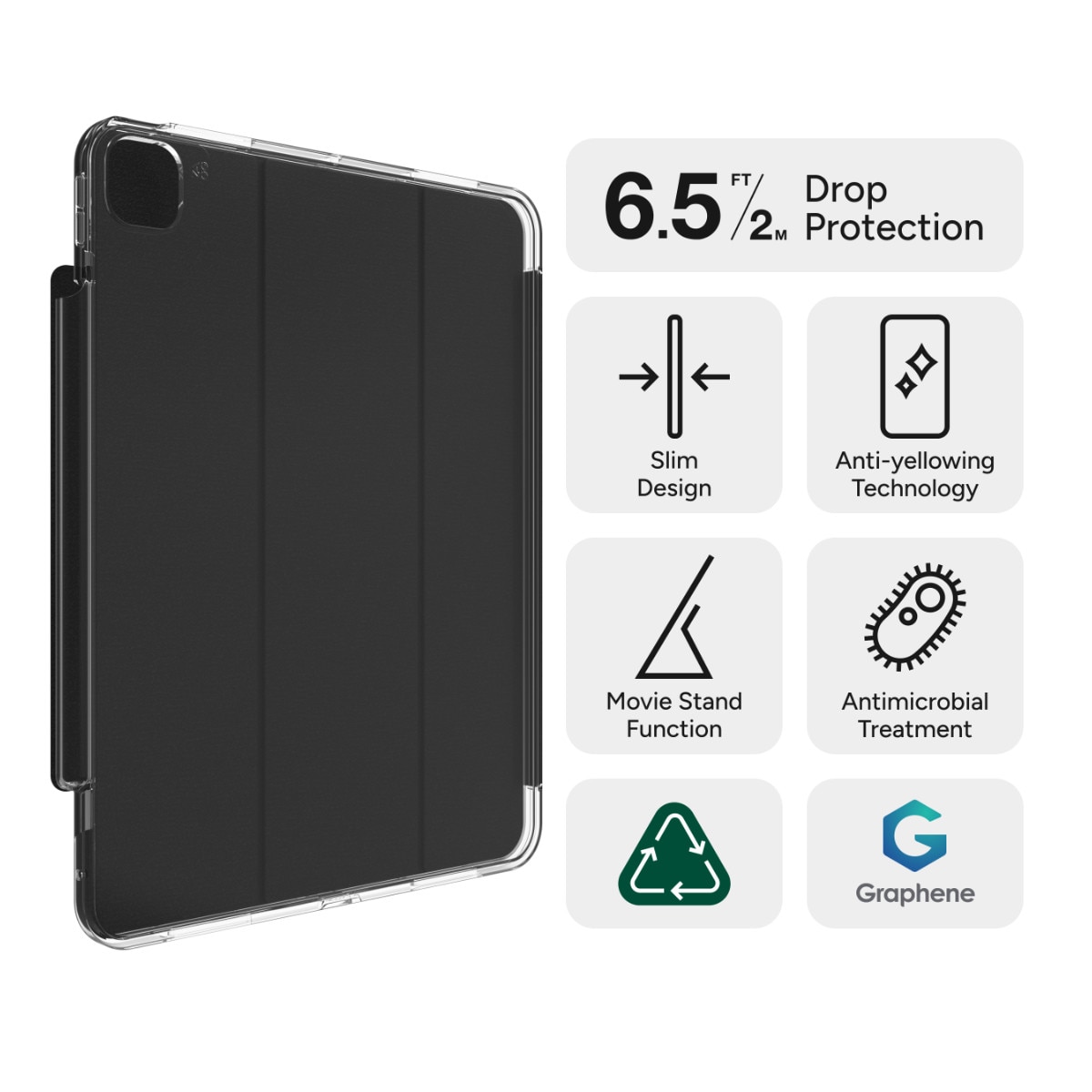 Husa ZAGG Crystal Palace Folio pentru iPad Air 11 inch (M4/M3/M2), rezistentă la șocuri, funcție stand, negru