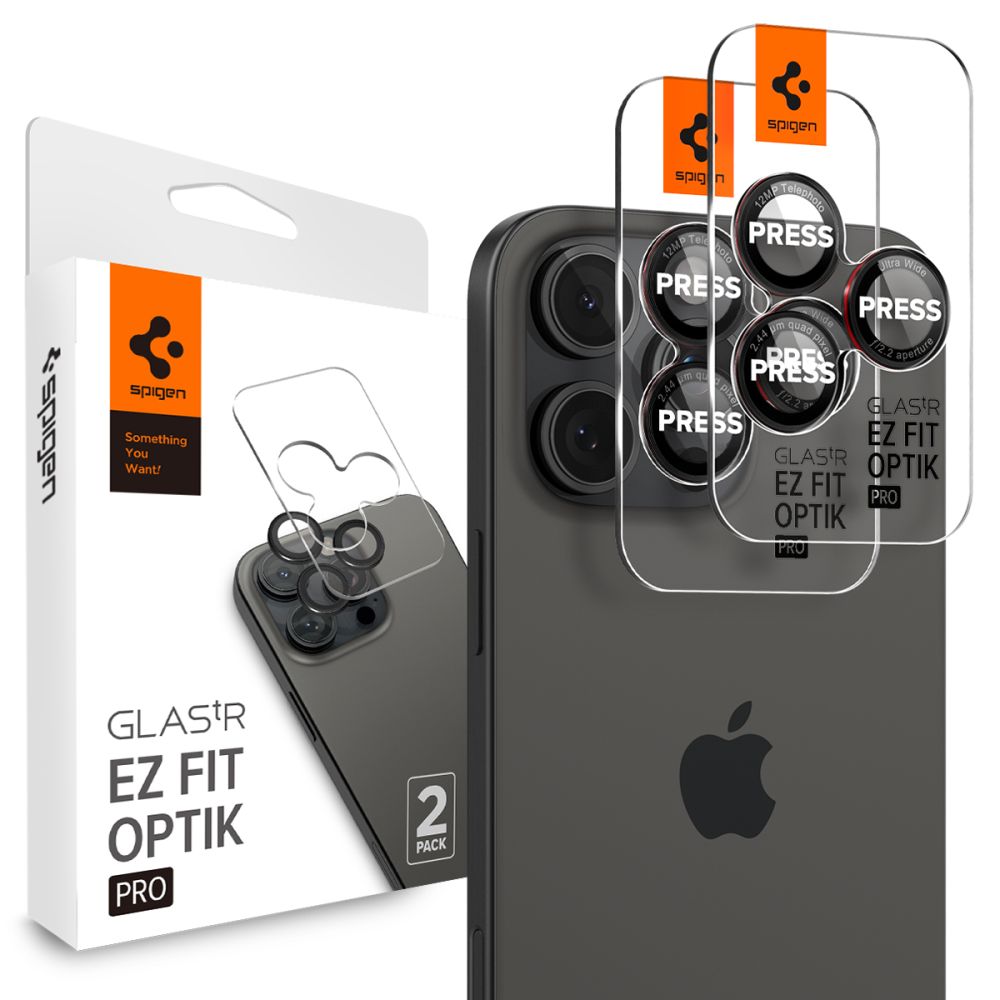 Folie Camera pentru iPhone 17 Pro / 17 Pro Max (set 2) - Spigen Glas.tR Optik EZ Fit Pro - Black